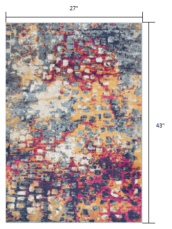 2' X 4' Blue and Ivory Abstract Area Rug - Homeroots - Flyclothing LLC