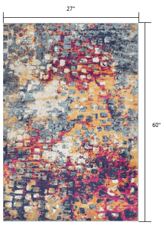 2' X 5' Blue and Ivory Abstract Area Rug - Homeroots - Flyclothing LLC