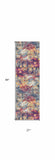 8' Runner Blue and Ivory Abstract Runner Rug - Homeroots