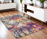 4' X 6' Teal and Gold Abstract Washable Area Rug - Homeroots - Flyclothing LLC