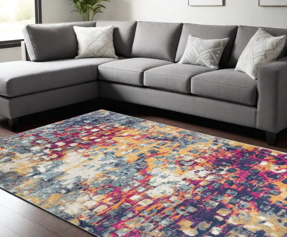 6' X 9' Blue and Ivory Abstract Area Rug - Homeroots