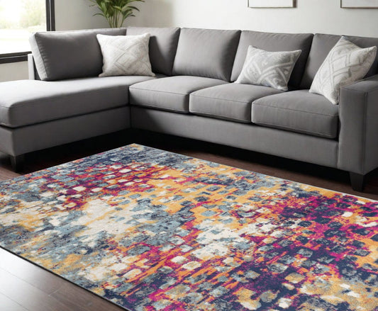 6' X 9' Blue and Ivory Abstract Area Rug
