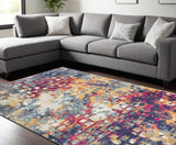 6' X 9' Blue and Ivory Abstract Area Rug - Homeroots