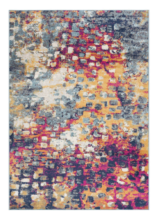 6' X 9' Blue and Ivory Abstract Area Rug
