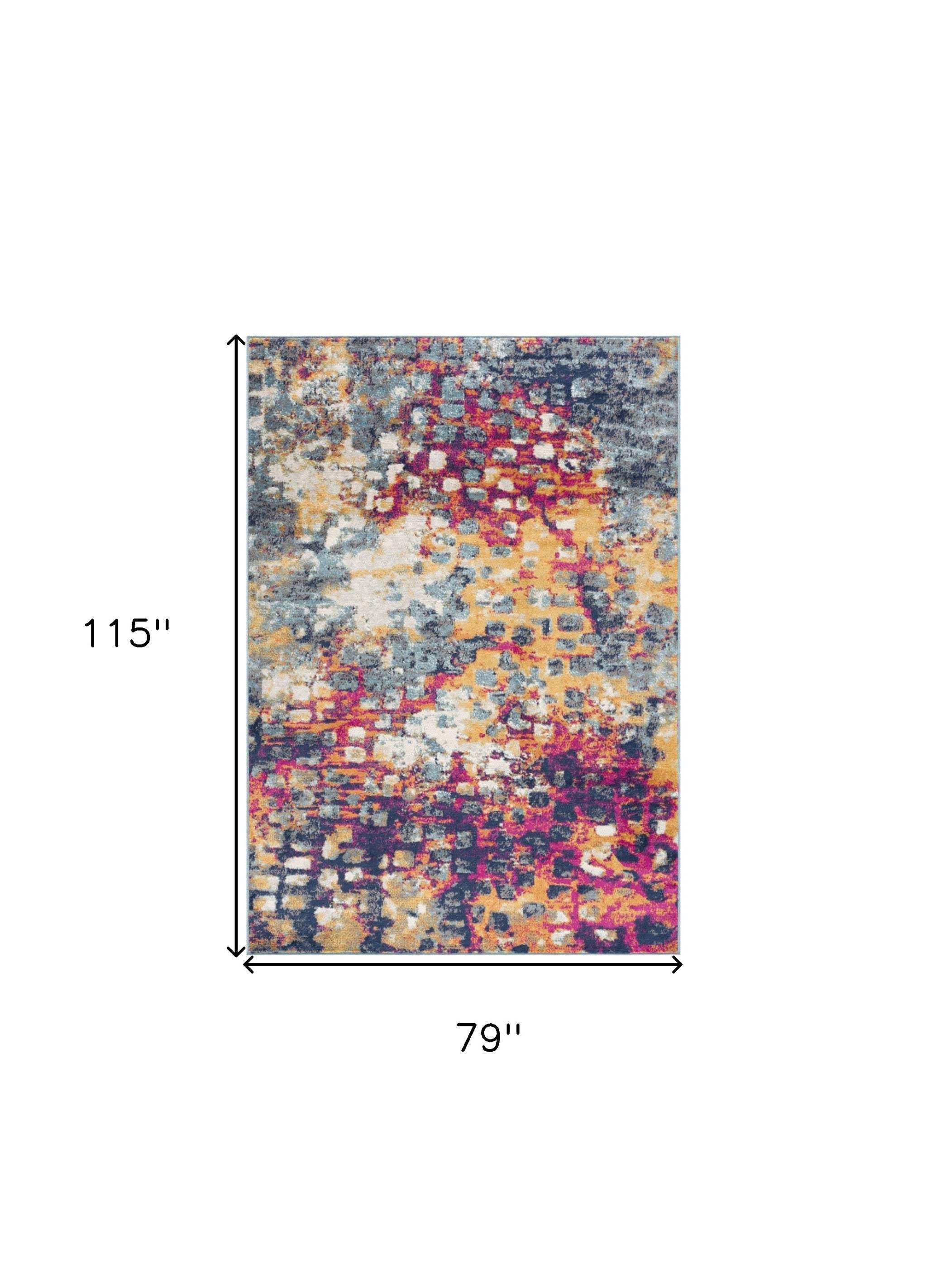6' X 9' Blue and Ivory Abstract Area Rug - Homeroots - Flyclothing LLC