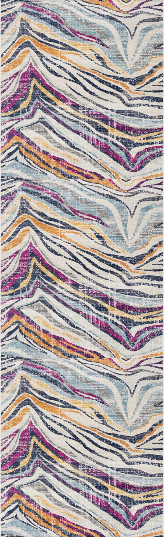 2' X 4' Blue and Gold Abstract Area Rug