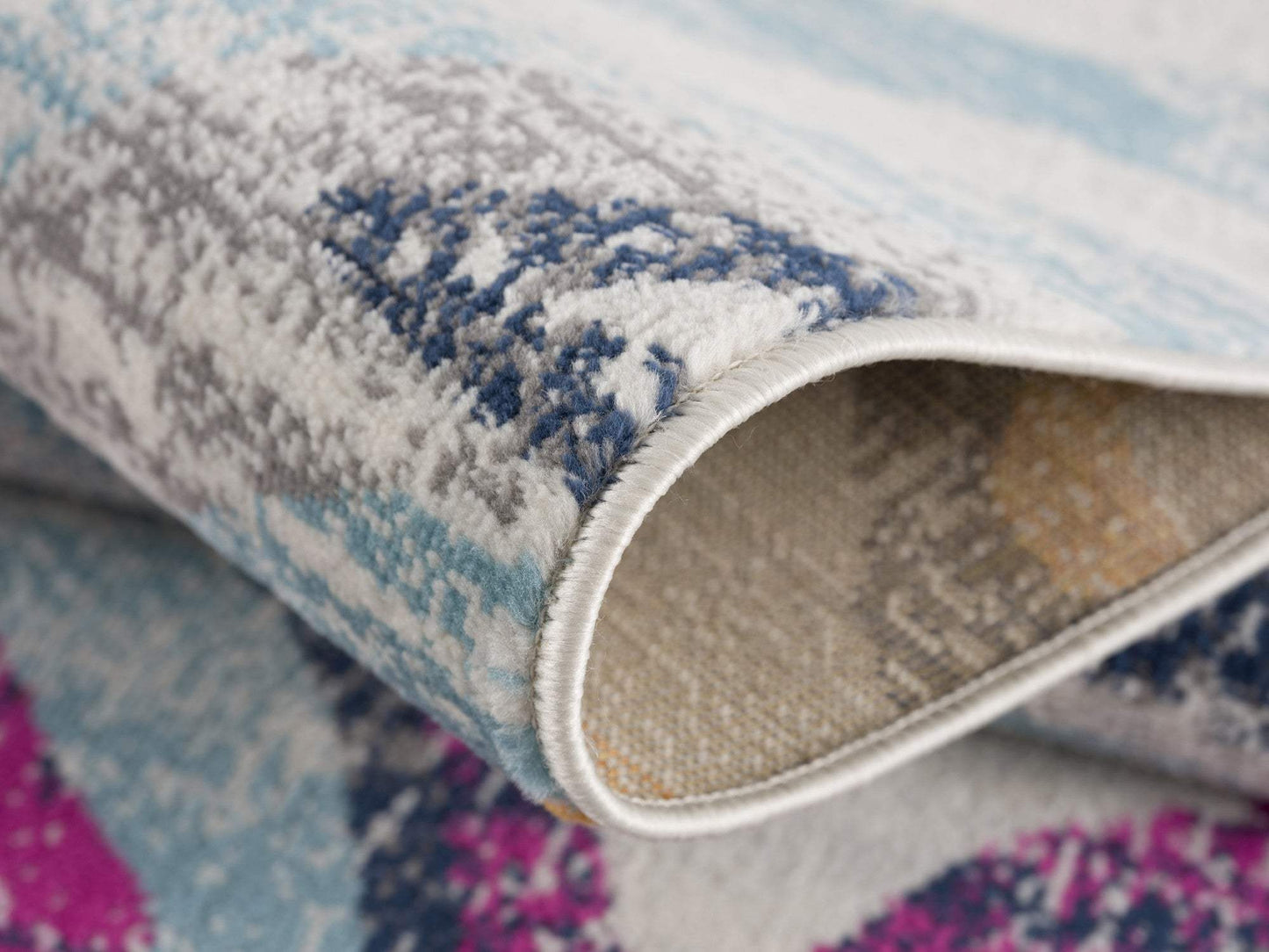 2' X 5' Blue and Gold Abstract Area Rug - Homeroots - Flyclothing LLC