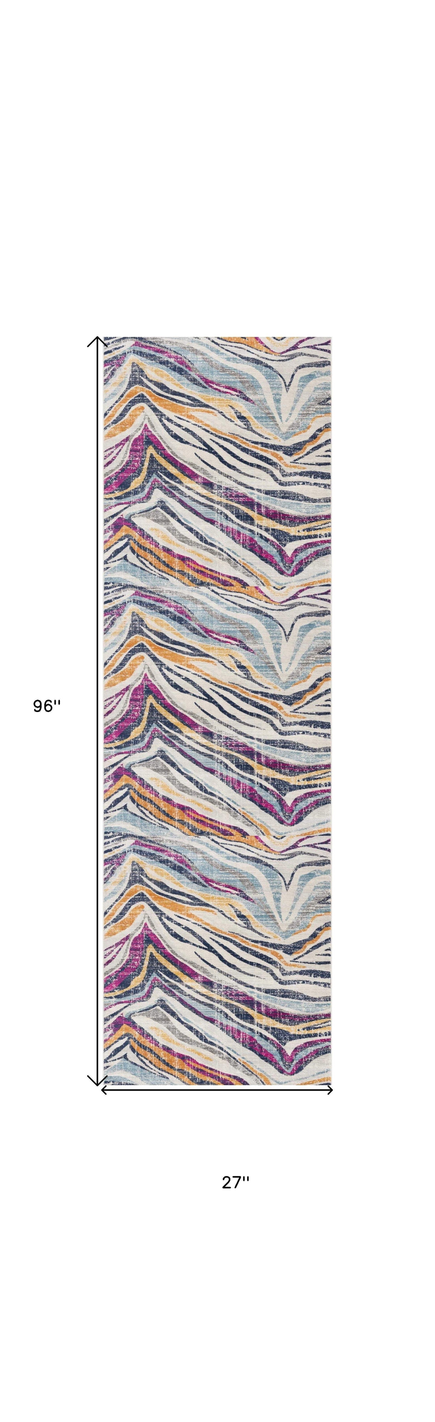 8' Runner Blue and Gold Abstract Runner Rug - Homeroots - Flyclothing LLC