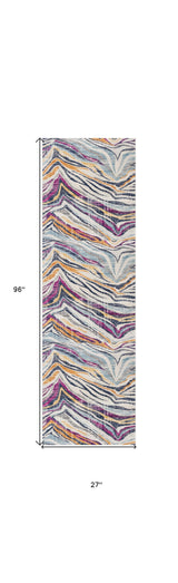 8' Runner Blue and Gold Abstract Runner Rug - Homeroots - Flyclothing LLC