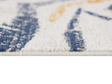 8' Runner Blue and Gold Abstract Runner Rug - Homeroots