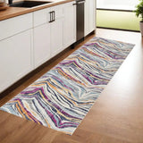 8' Runner Blue and Gold Abstract Runner Rug - Homeroots