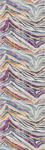 8' Runner Blue and Gold Abstract Runner Rug - Homeroots - Flyclothing LLC