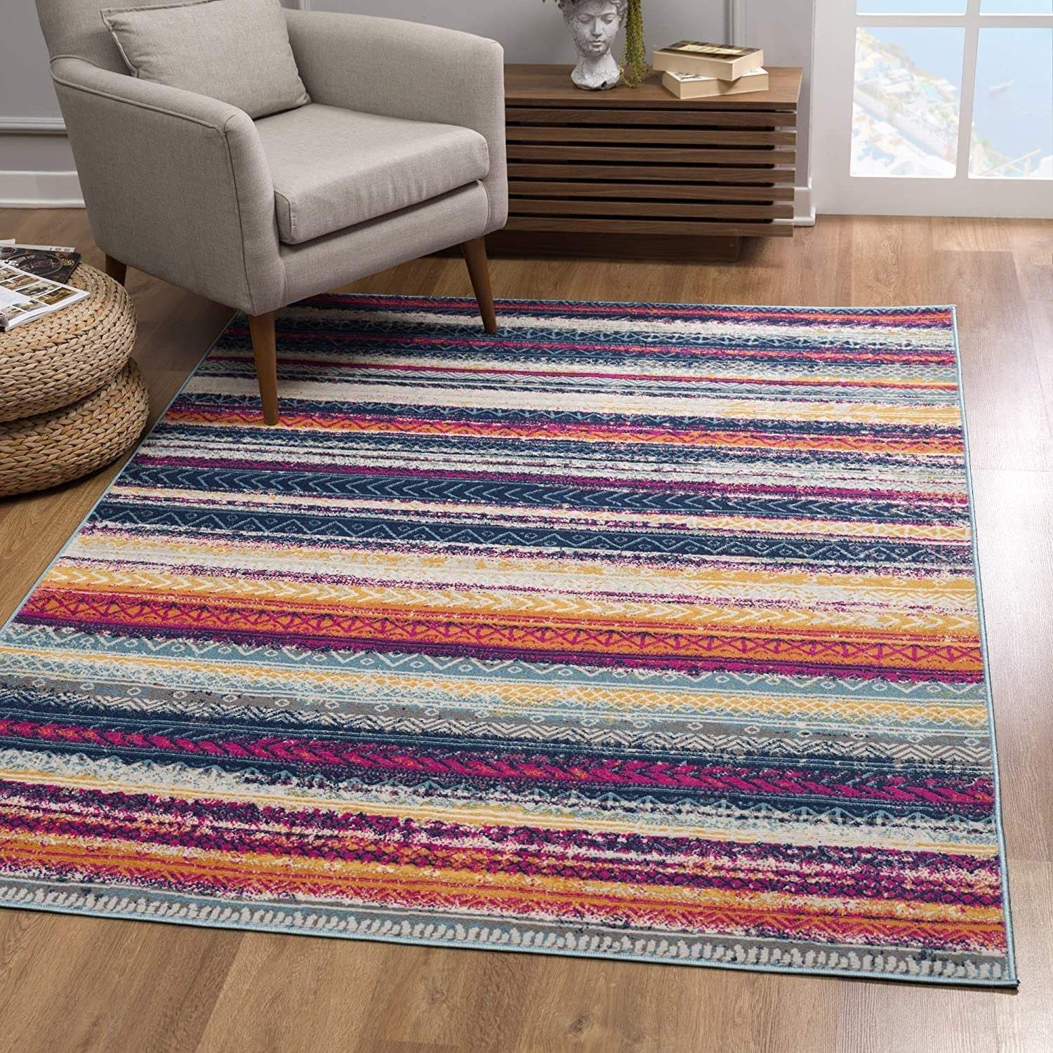 2' X 10' Multicolor Irregular Stripe Boho Runner Rug - Homeroots - Flyclothing LLC