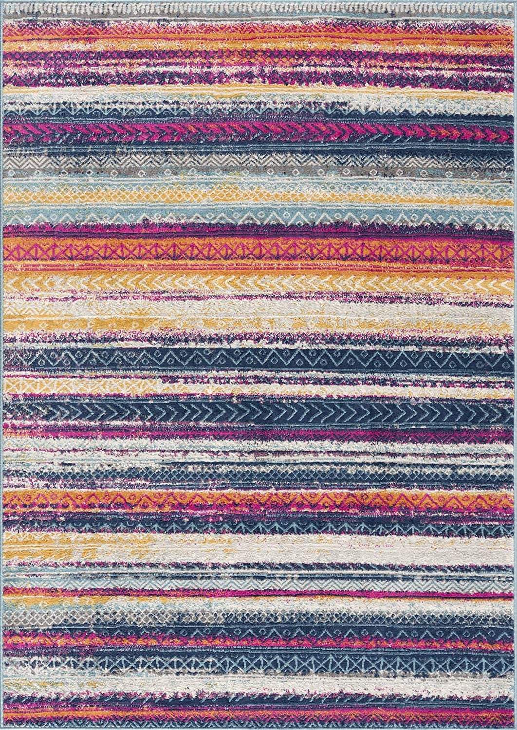 2' X 10' Multicolor Irregular Stripe Boho Runner Rug - Homeroots - Flyclothing LLC