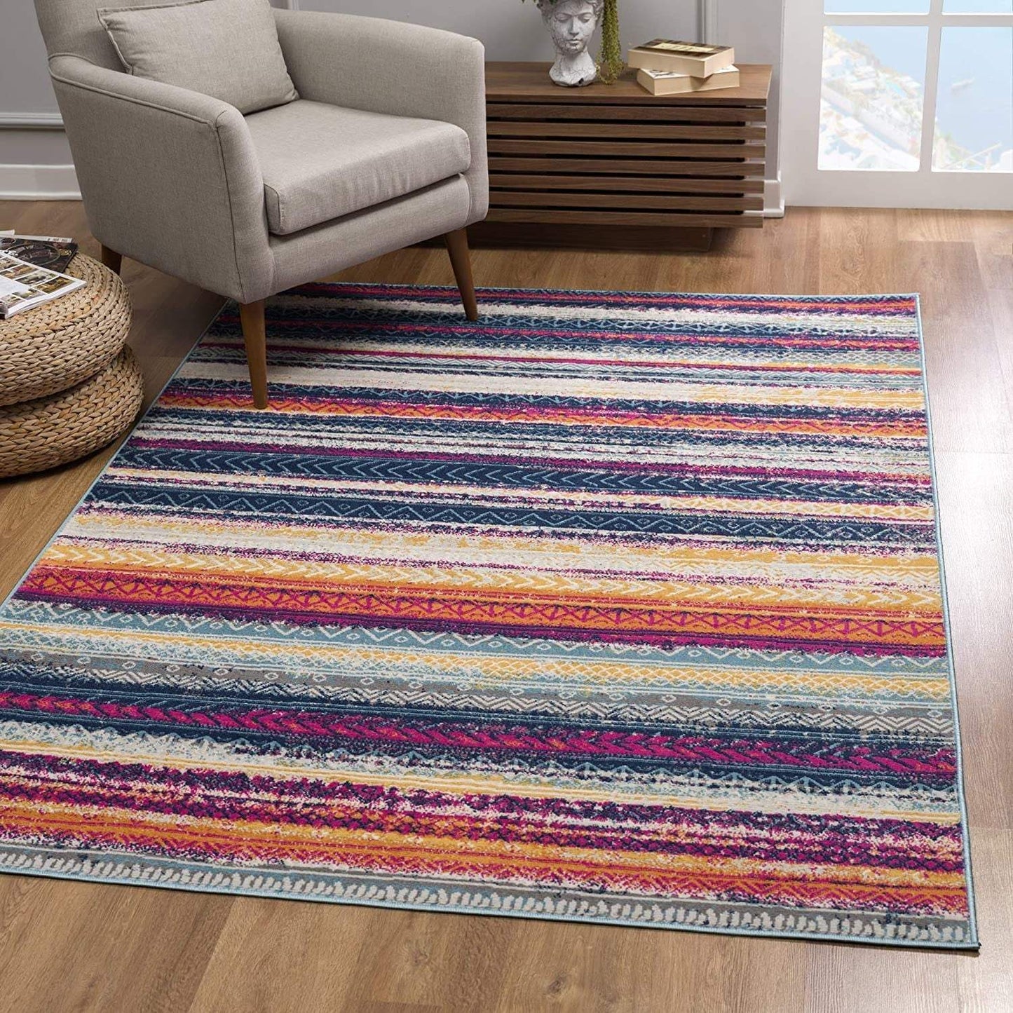 2' X 5' Multicolor Irregular Striped Area Rug - Homeroots - Flyclothing LLC