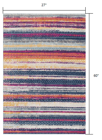 2' X 5' Multicolor Irregular Striped Area Rug - Homeroots - Flyclothing LLC