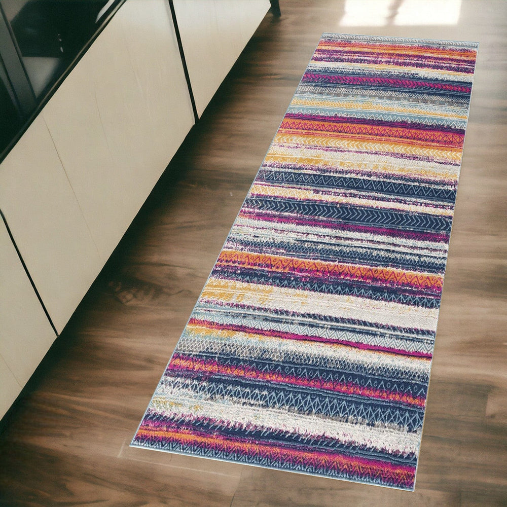 2' X 5' Multicolor Irregular Striped Area Rug - Homeroots