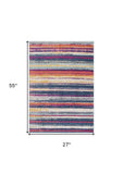 2' X 5' Multicolor Irregular Striped Area Rug - Homeroots