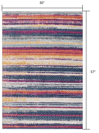 3' X 5' Multicolor Irregular Striped Area Rug - Homeroots - Flyclothing LLC