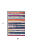 3' X 5' Multicolor Irregular Striped Area Rug - Homeroots