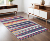 4' X 6' Multicolor Irregular Striped Area Rug - Homeroots