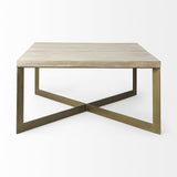 34" Beige Metal Square Coffee Table - Homeroots