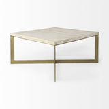 34" Beige Metal Square Coffee Table - Homeroots