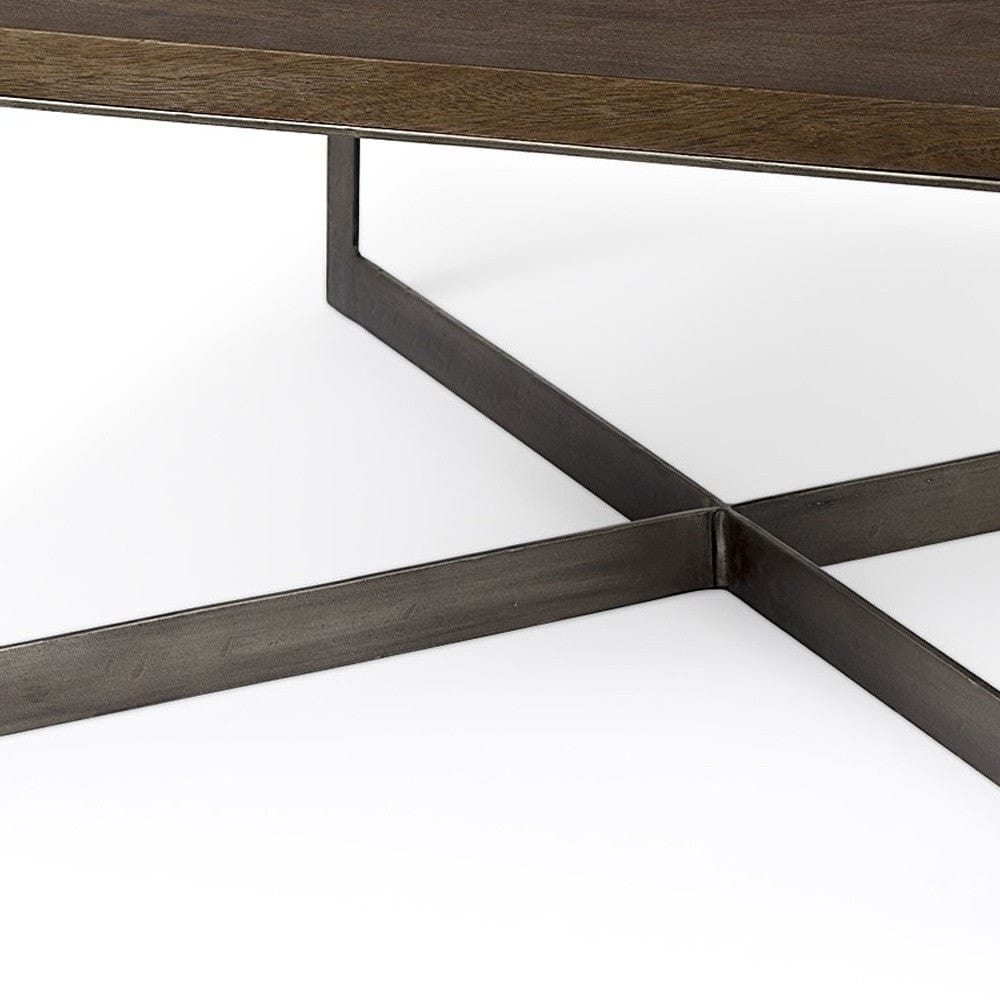 34" Brown Solid Wood And Metal Square Coffee Table - Homeroots - Flyclothing LLC