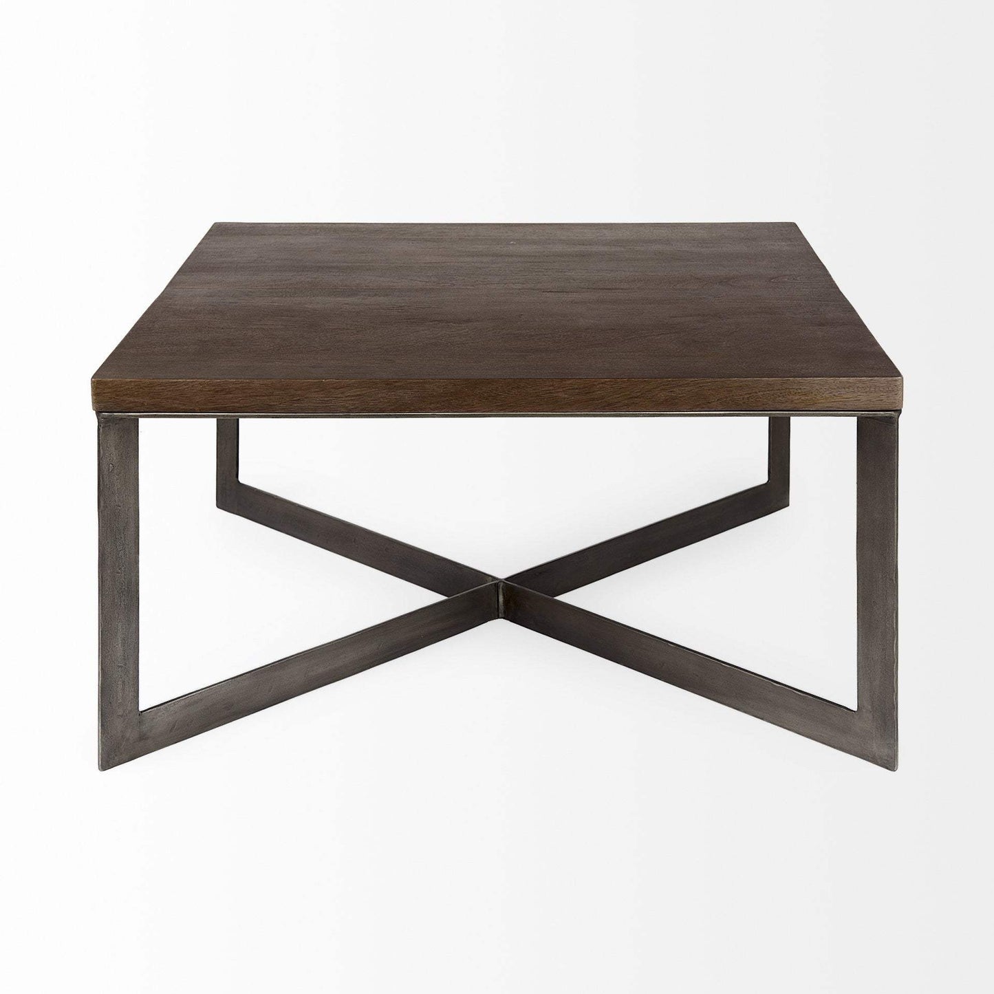 34" Brown Solid Wood And Metal Square Coffee Table - Homeroots - Flyclothing LLC