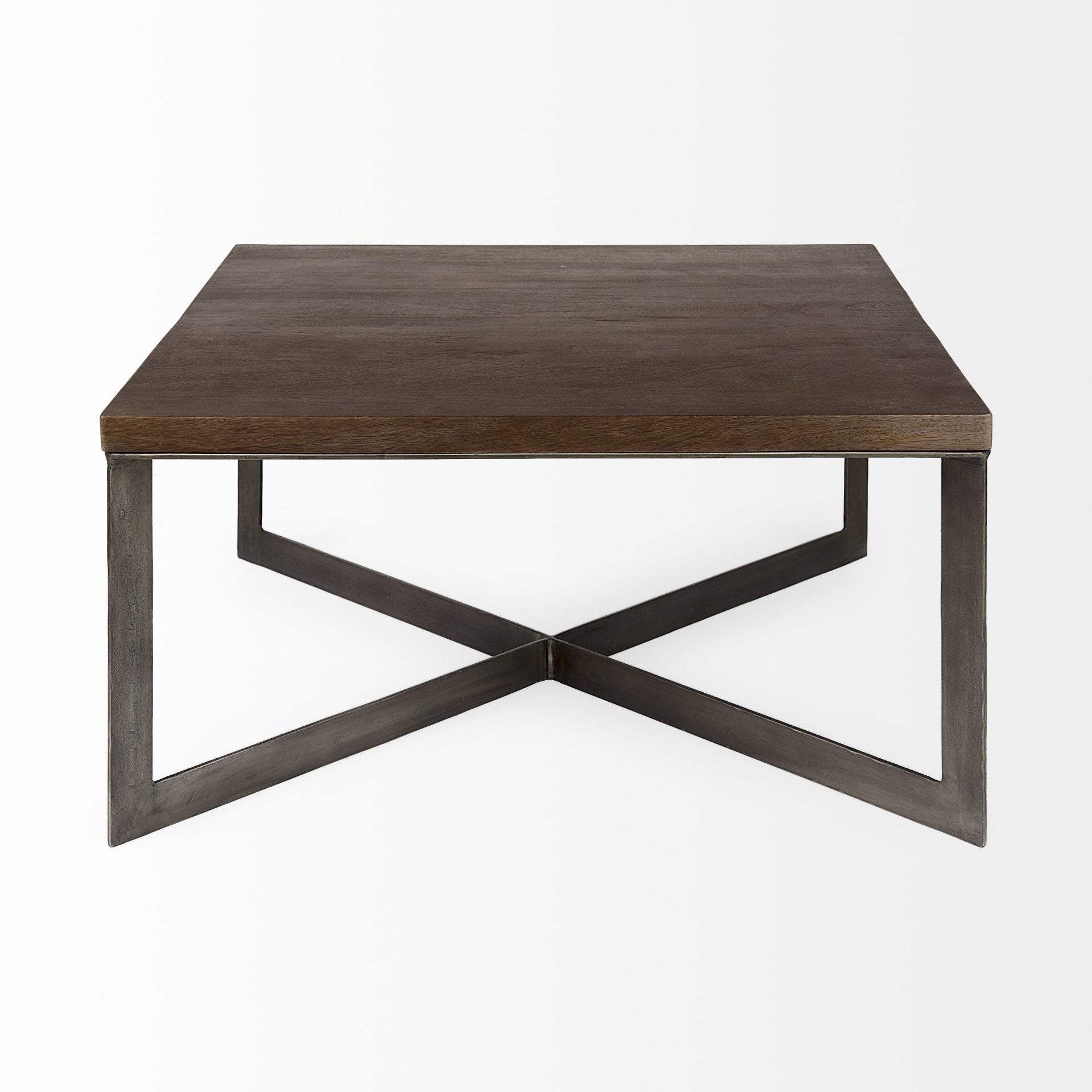 34" Brown Solid Wood And Metal Square Coffee Table - Homeroots - Flyclothing LLC