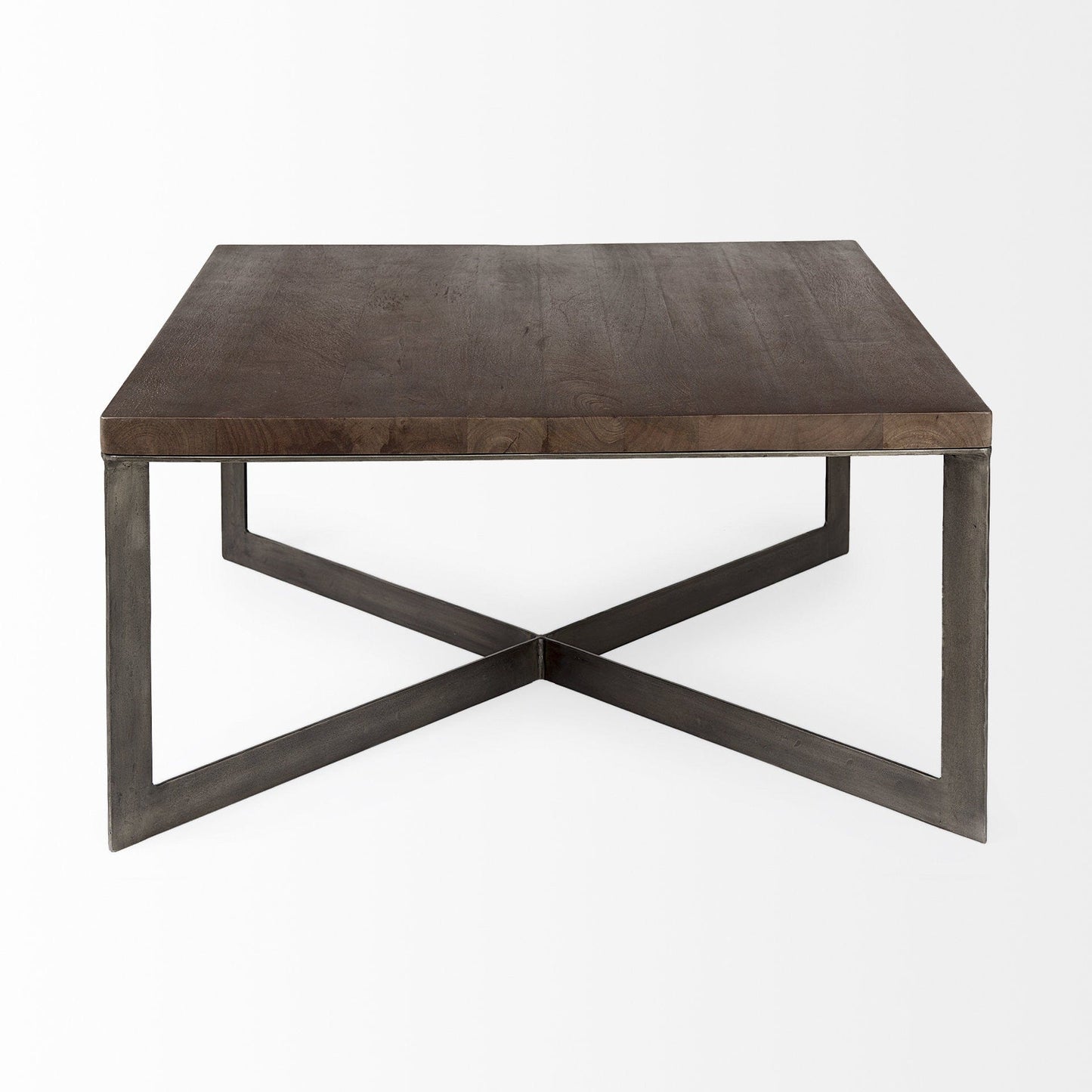 34" Brown Solid Wood And Metal Square Coffee Table - Homeroots - Flyclothing LLC