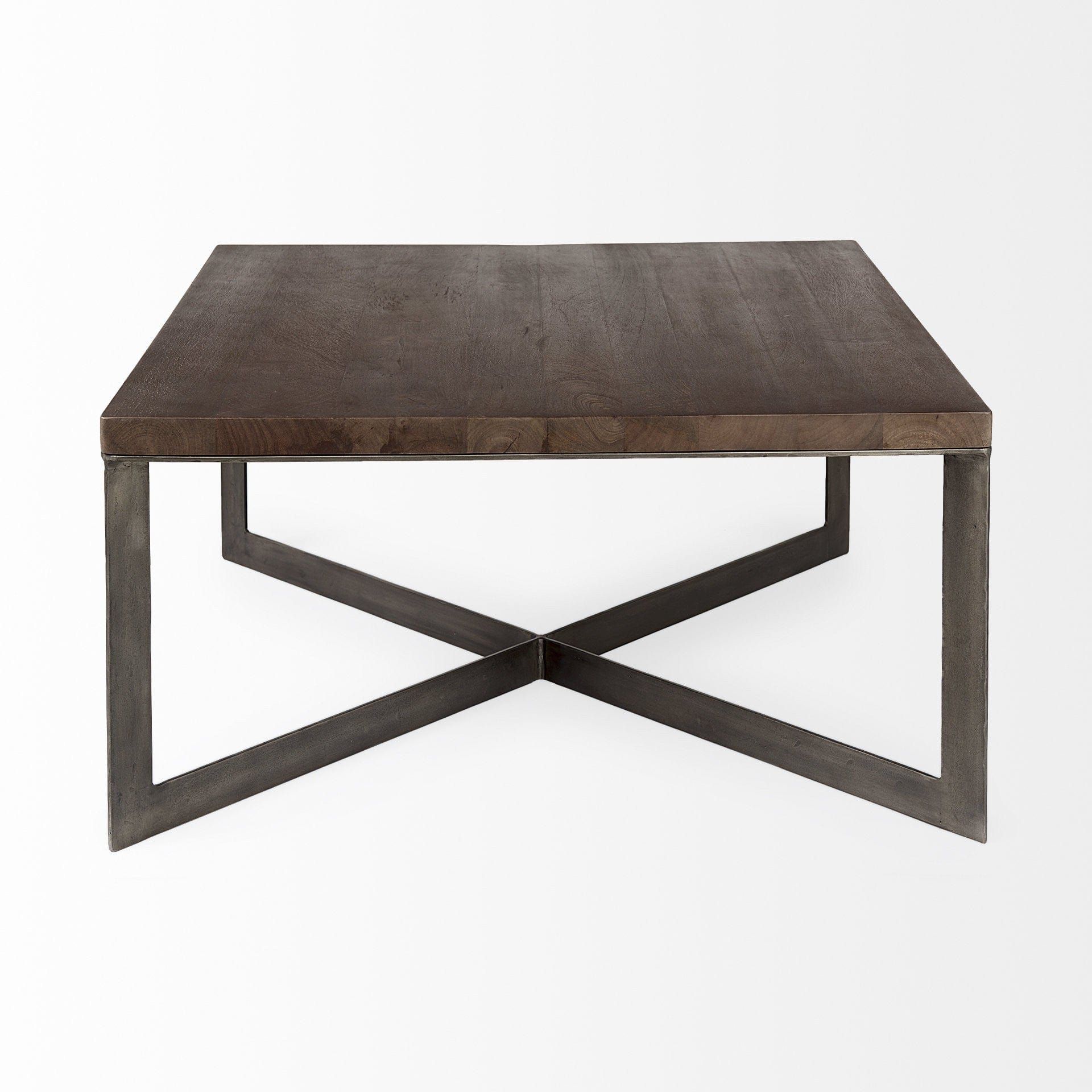 34" Brown Solid Wood And Metal Square Coffee Table - Homeroots - Flyclothing LLC