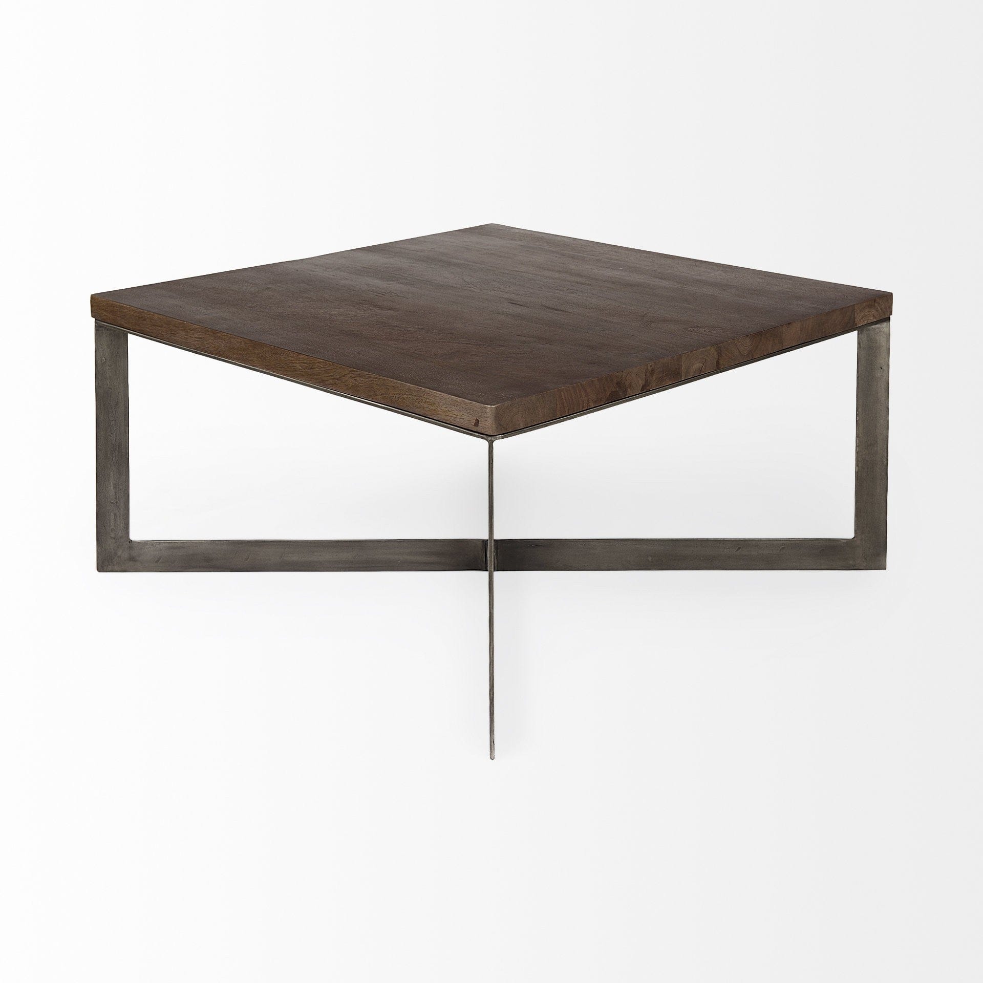 34" Brown Solid Wood And Metal Square Coffee Table - Homeroots - Flyclothing LLC