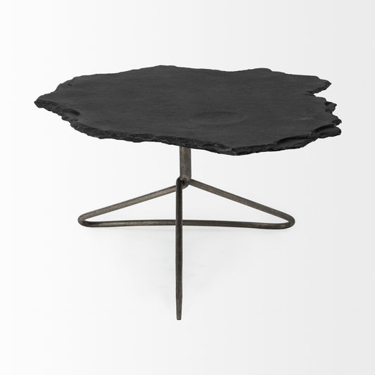 33" Black Metal Round Coffee Table