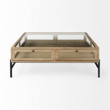 42" Clear And Black Glass And Metal Square Coffee Table - Homeroots