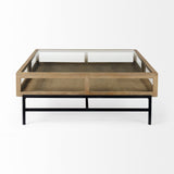 42" Clear And Black Glass And Metal Square Coffee Table - Homeroots