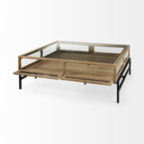 42" Clear And Black Glass And Metal Square Coffee Table - Homeroots