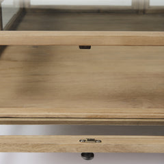 42" Clear And Black Glass And Metal Square Coffee Table