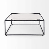 36" White And Black Genuine Marble And Metal Square Coffee Table - Homeroots - Flyclothing LLC