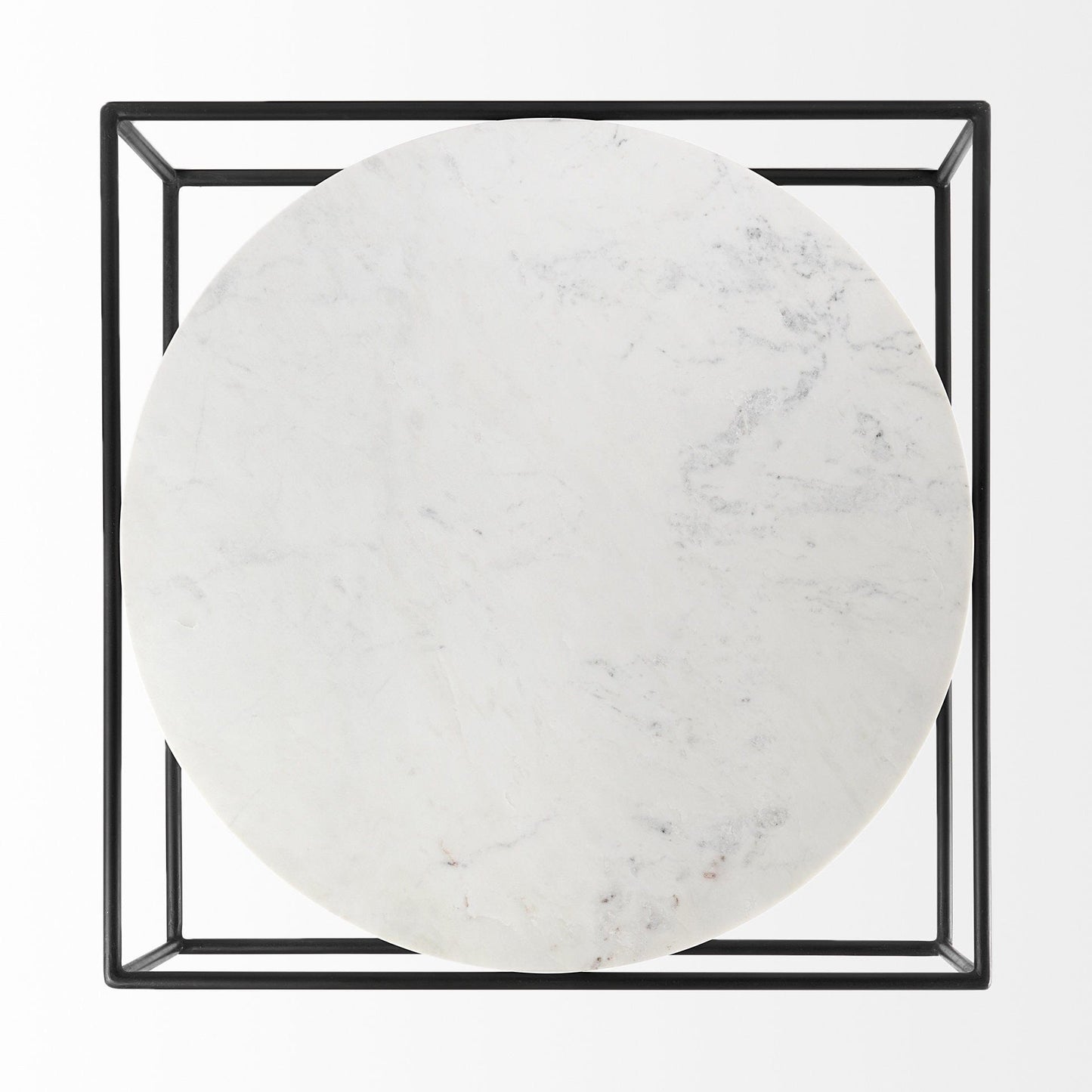 36" White And Black Genuine Marble And Metal Square Coffee Table - Homeroots - Flyclothing LLC