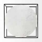 36" White And Black Genuine Marble And Metal Square Coffee Table - Homeroots - Flyclothing LLC