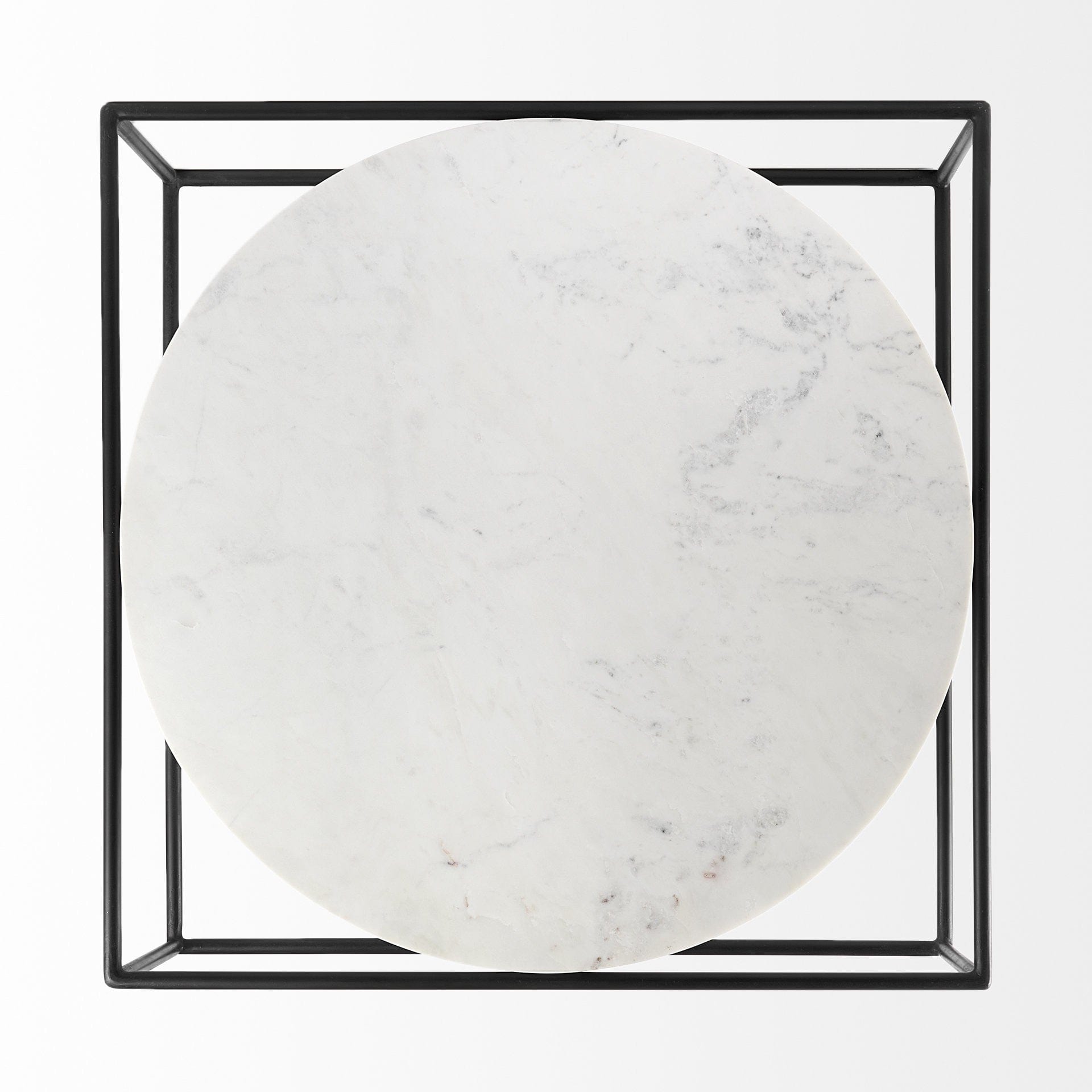 36" White And Black Genuine Marble And Metal Square Coffee Table - Homeroots - Flyclothing LLC