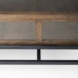 42" Dark Brown Glass And Metal Square Coffee Table With Shelf - Homeroots