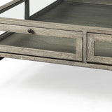 42" Gray And Black Glass And Metal Square Coffee Table With Shelf - Homeroots - Flyclothing LLC