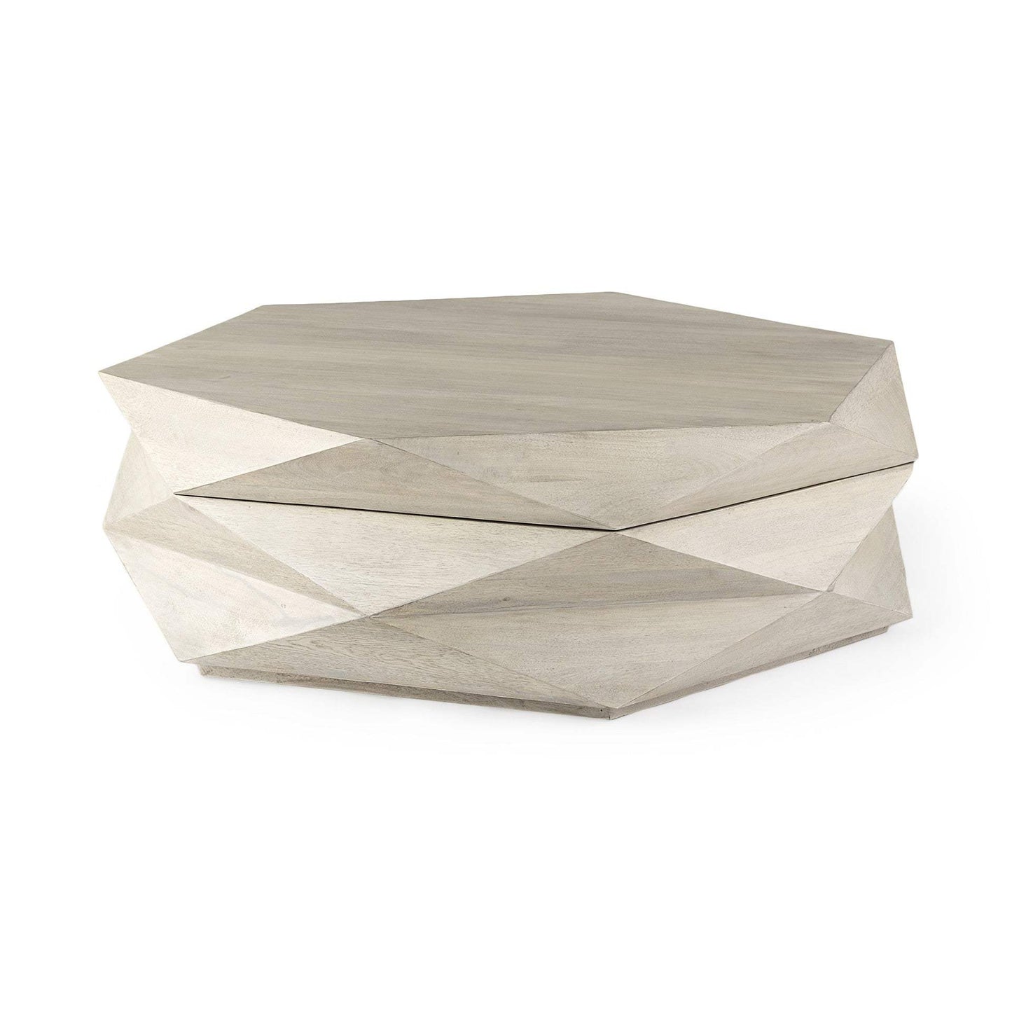 48" Natural Solid Wood Hexagon Lift Top Coffee Table - Homeroots - Flyclothing LLC