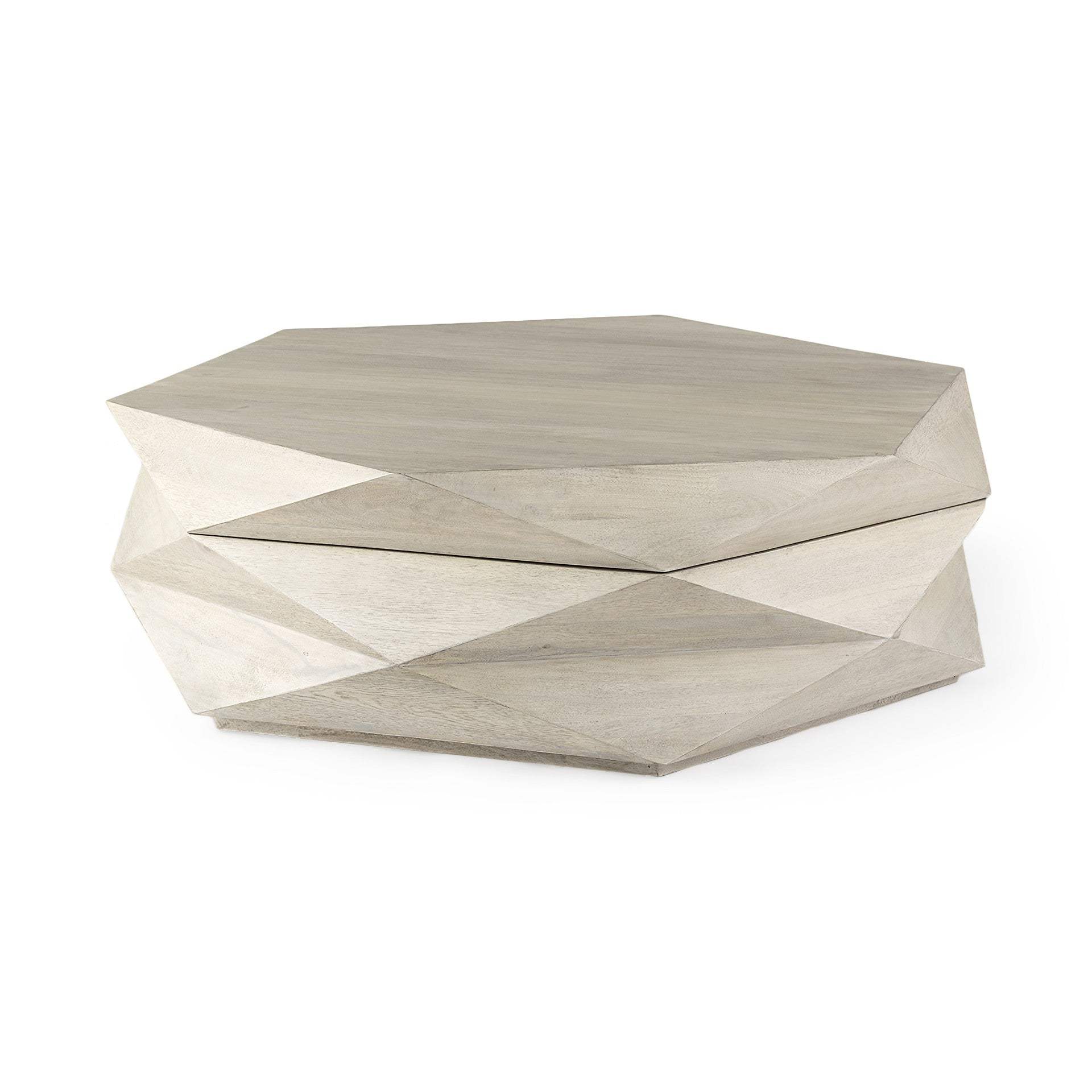 48" Natural Solid Wood Hexagon Lift Top Coffee Table - Homeroots - Flyclothing LLC
