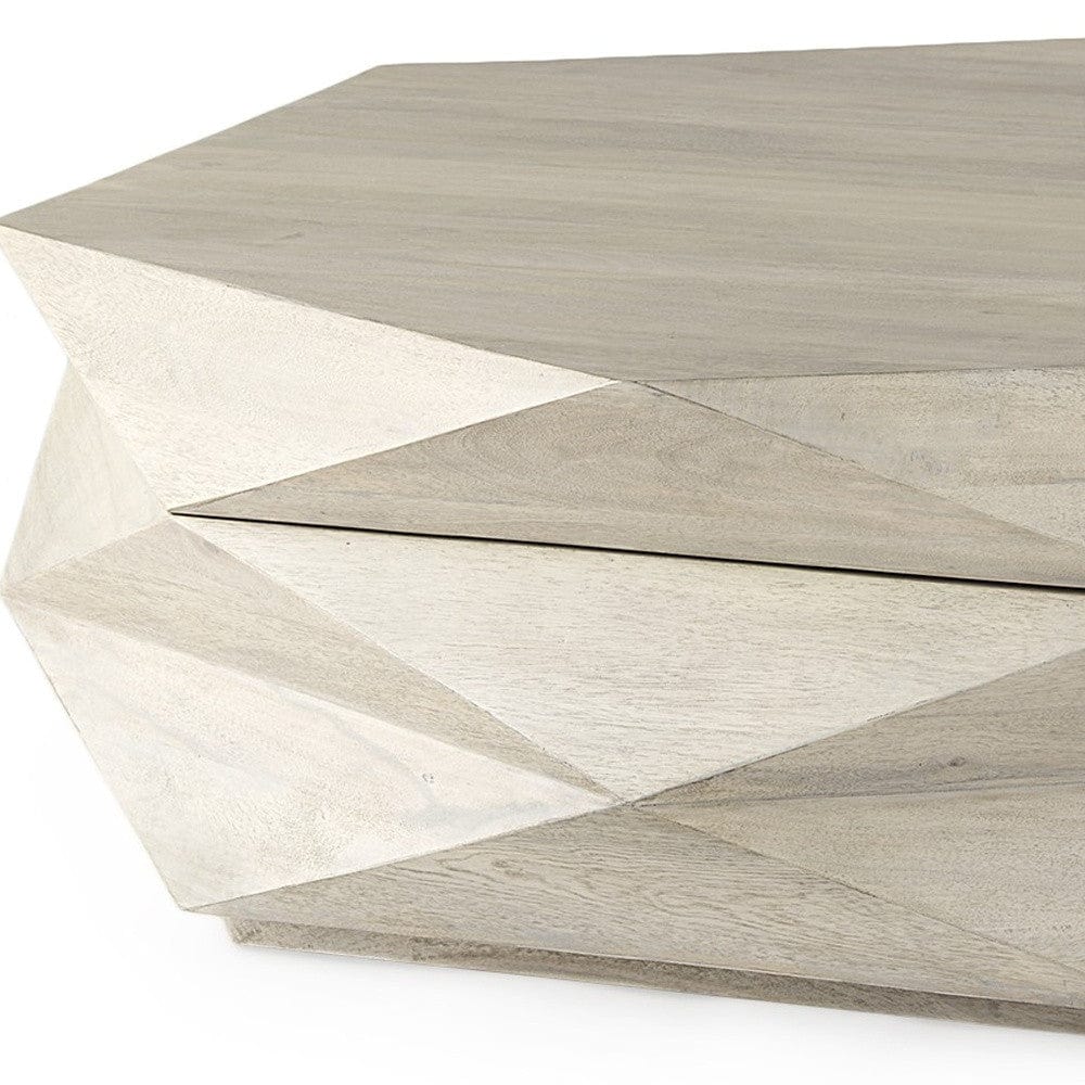 48" Natural Solid Wood Hexagon Lift Top Coffee Table - Homeroots