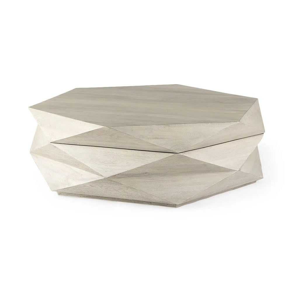 48" Natural Solid Wood Hexagon Lift Top Coffee Table - Homeroots