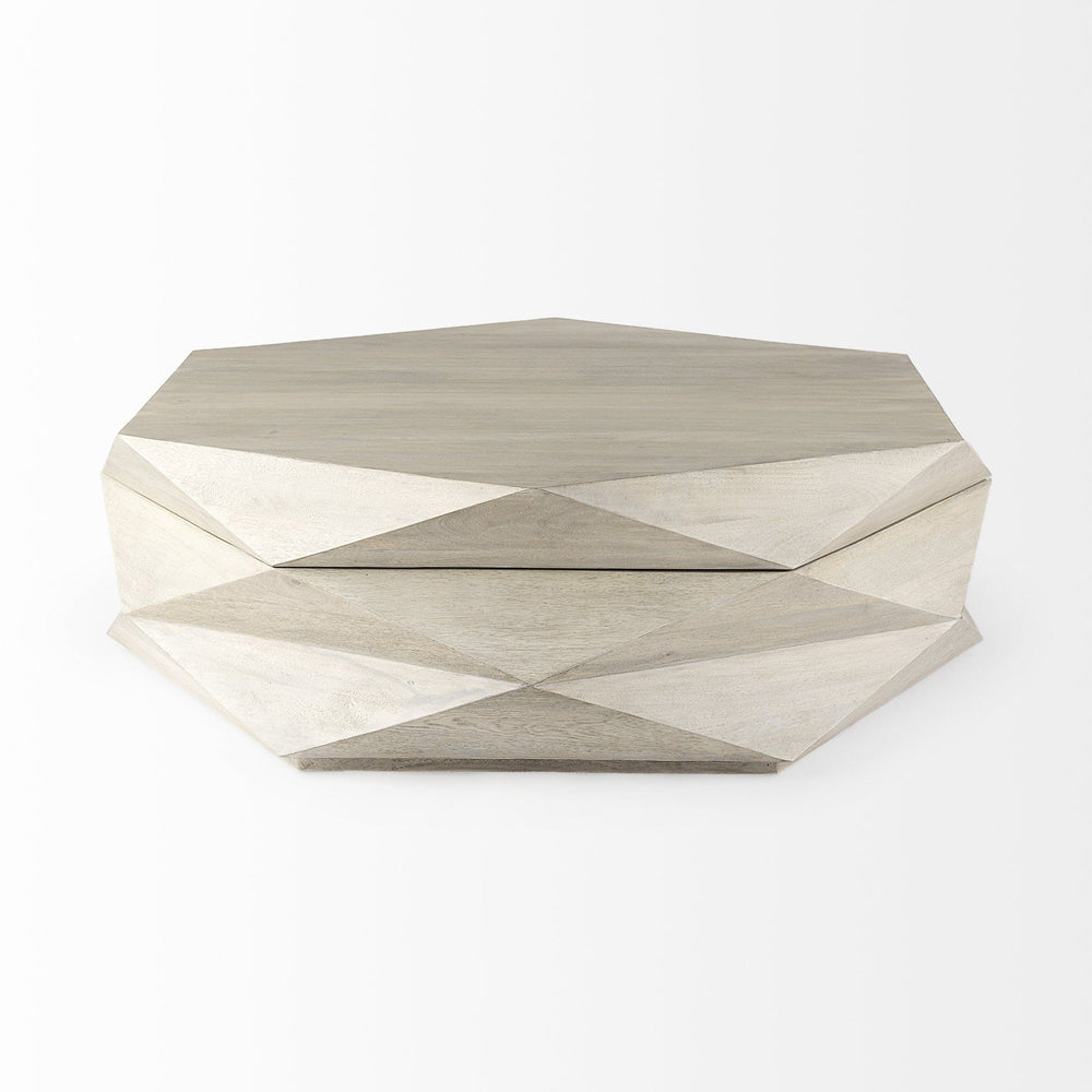 48" Natural Solid Wood Hexagon Lift Top Coffee Table - Homeroots