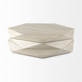 48" Natural Solid Wood Hexagon Lift Top Coffee Table - Homeroots